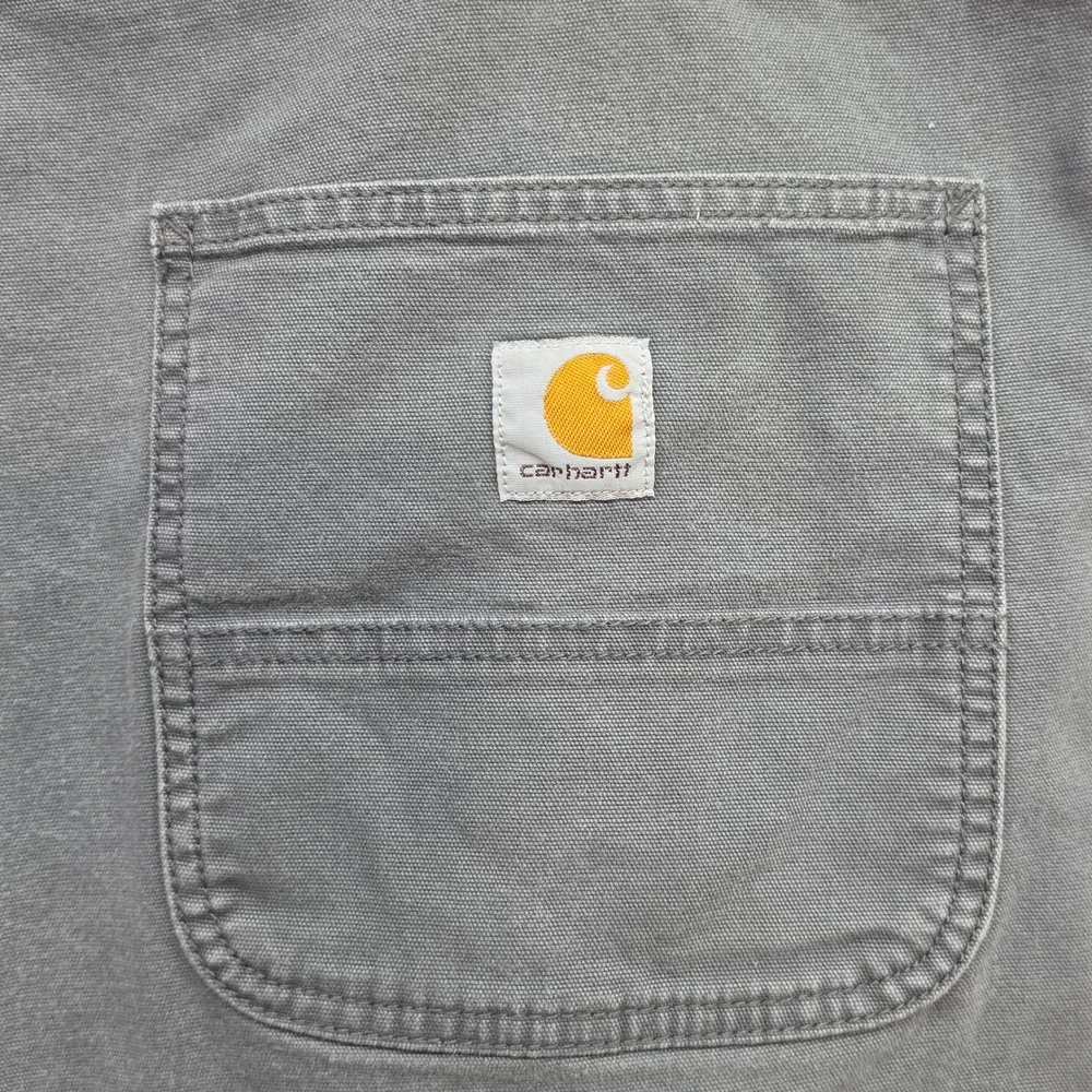 Carhartt Mens Gray Canvas Carpenter Work Shorts Utility Tool Pocket Relaxed 38